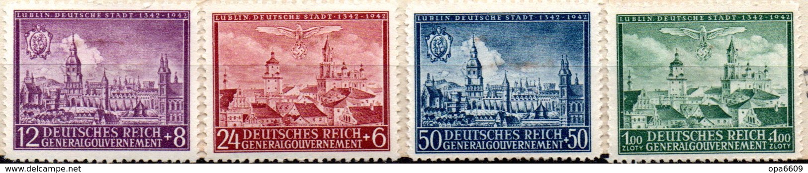 (2WK-2) Generalgouvernement Besetzung Polen Mi 92/95 "600 Jahre Stadt Lublin" * Ungebraucht (Falz) - Occupazione 1938 – 45