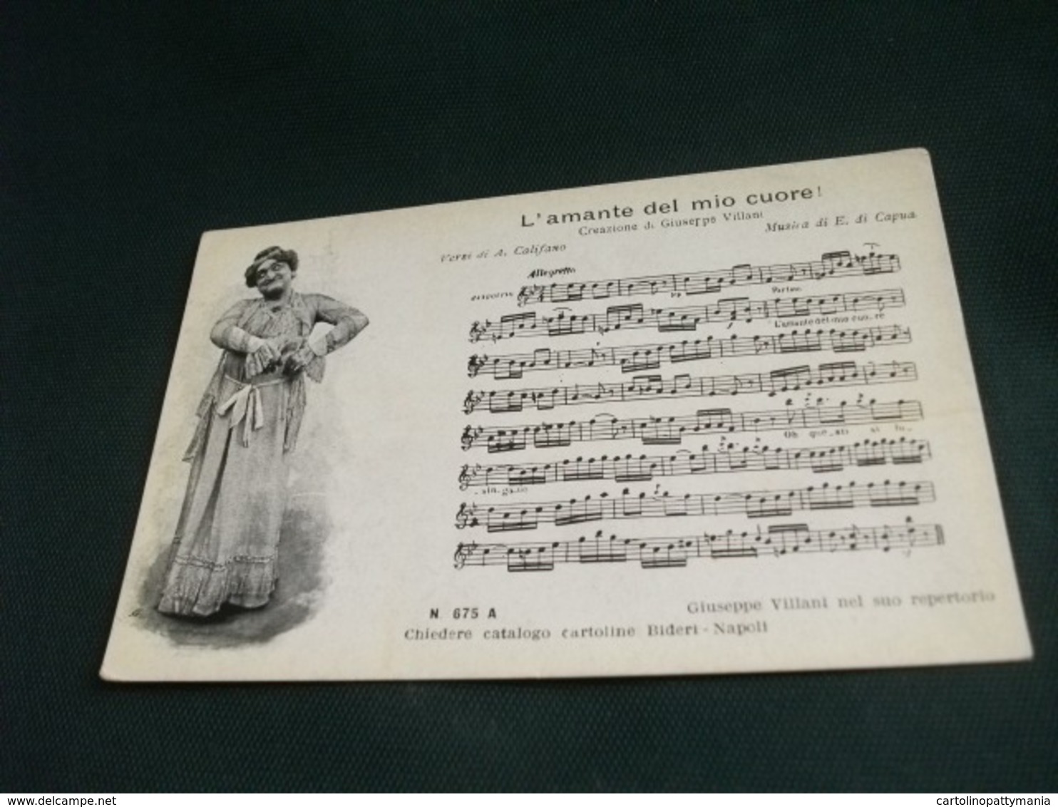 TEATRO NAPOLETANO GIUSEPPE VILLANI NEL SUO REPERTORIO N° 675 A L'AMANTE DEL MIO CUORE !  SPARTITO MUSICALE - Teatro