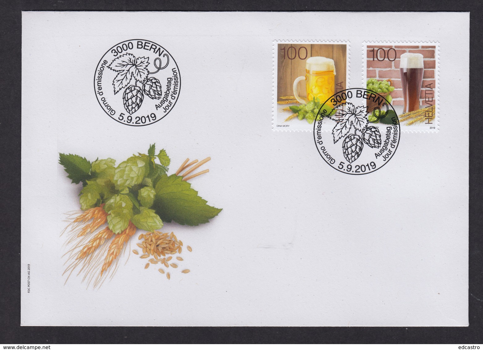 2.- SWITZERLAND 2019 FDC The Art Of Brewing Beer - Bières