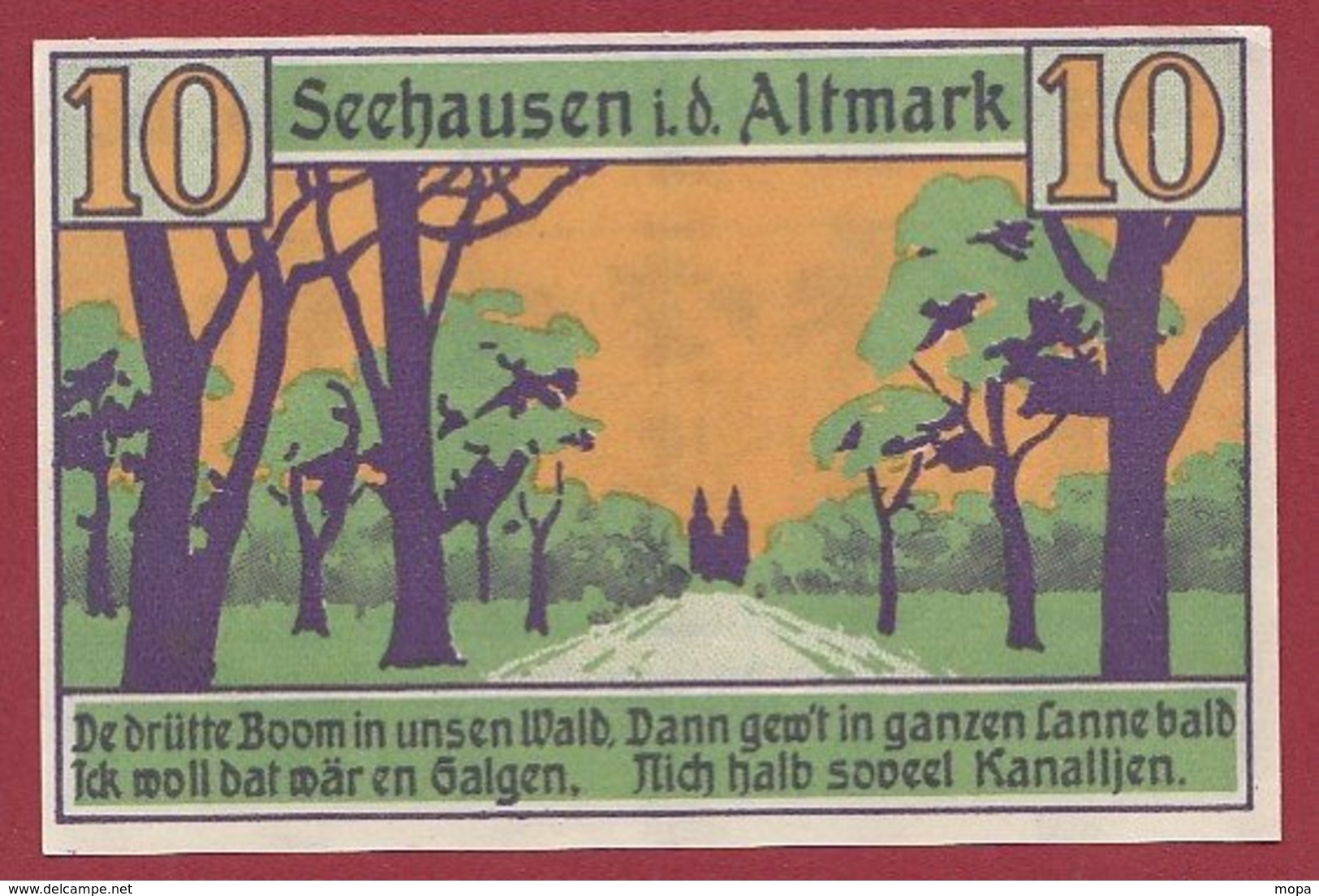 Allemagne 1 Notgeld De 10 Pfenning Stadt Seehausen (RARE)  Dans L 'état N °4813 - Colecciones