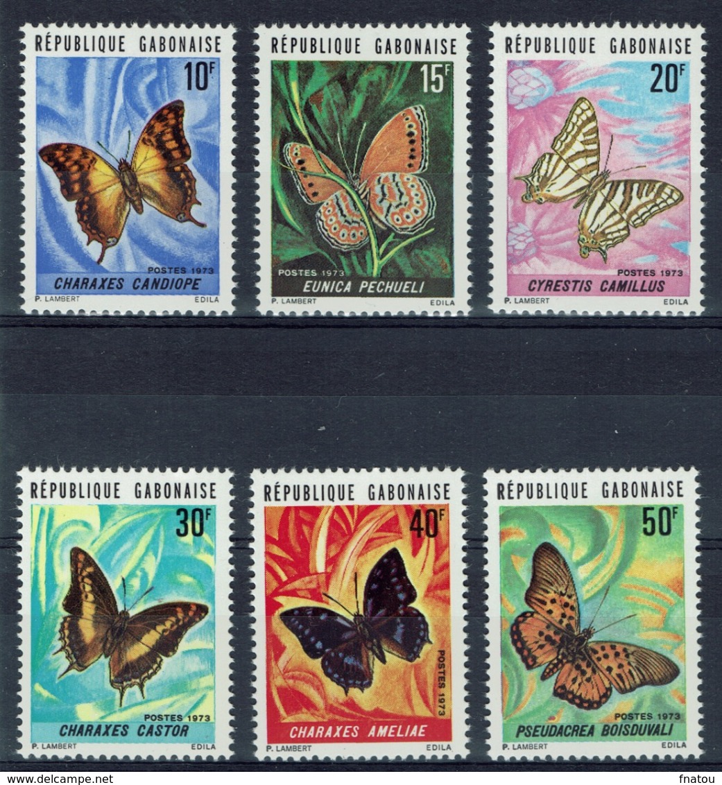 Gabon, Butterflies, 1973, MNH VF  complete Set Of 6 - Gabón (1960-...)