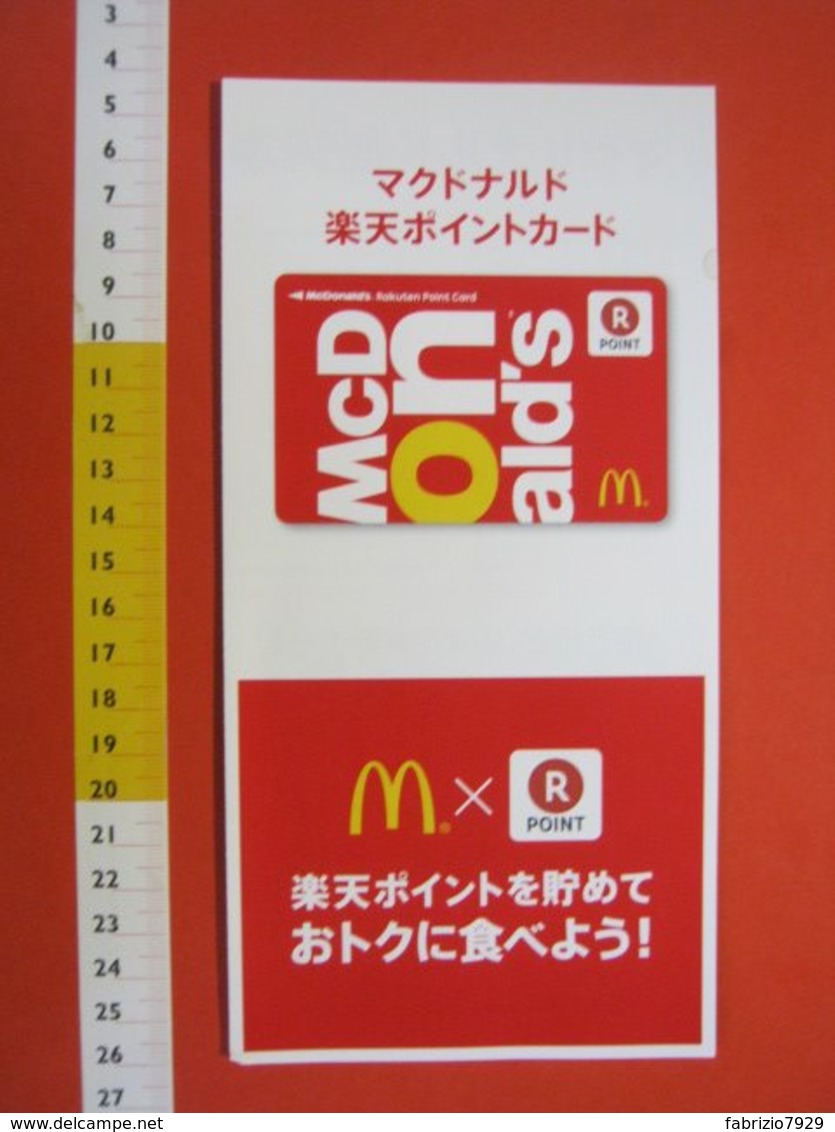 Z.08 JAPAN GIAPPONE MCDONALD'S FEDELITY CARD POINT  MC DONALDS CARTA FEDELTA' CIBO ALIMENTAZIONE - Other & Unclassified