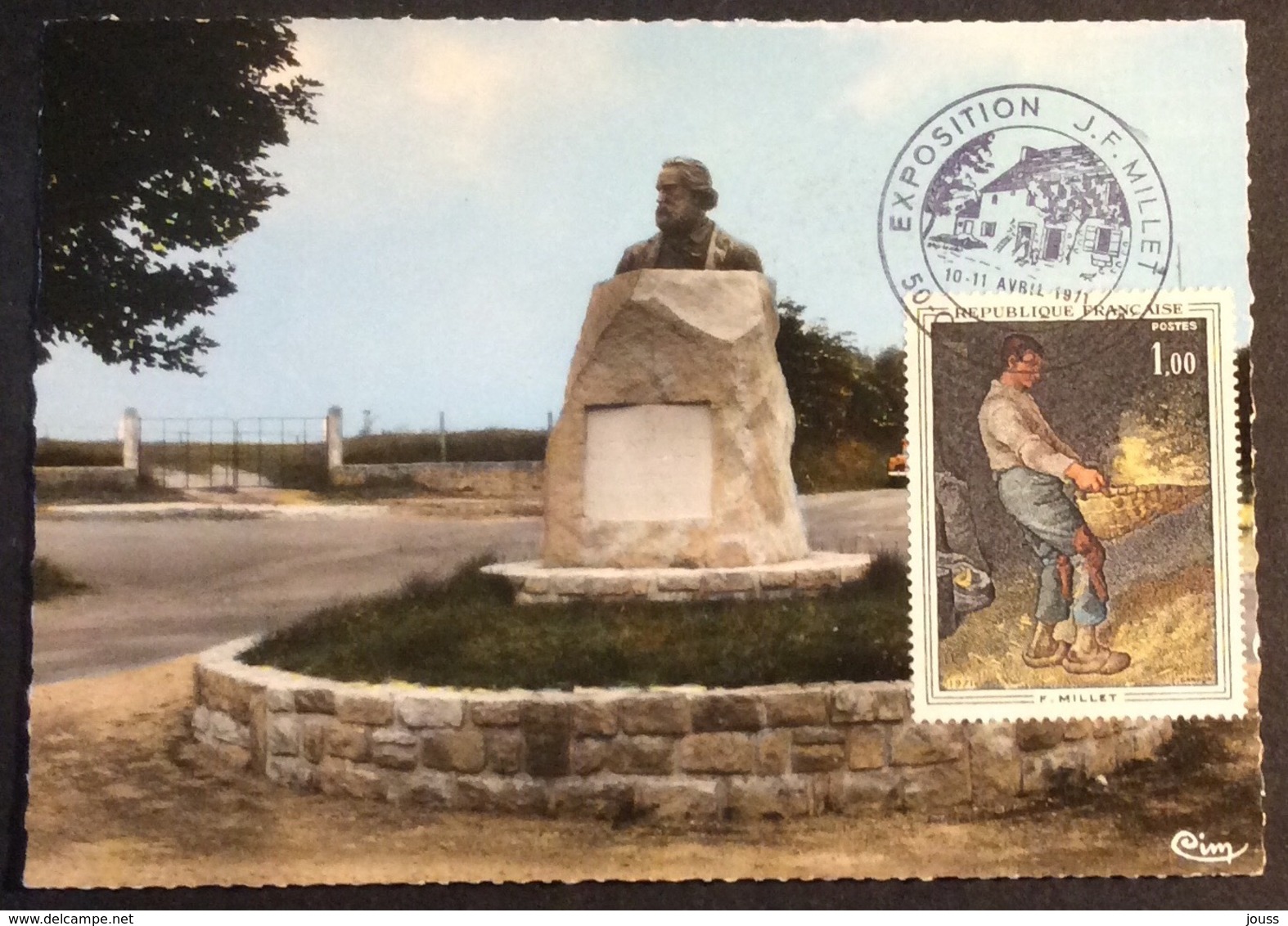 CM658 Millet Statue Exposition Millet Gréville 10-11/4/1971 Carte Maximum 1672 - 1970-1979