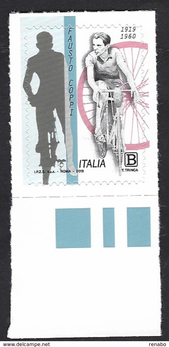 Italia 2019; Fausto Coppi, Francobollo Di Bordo. - 2011-20:  Nuovi