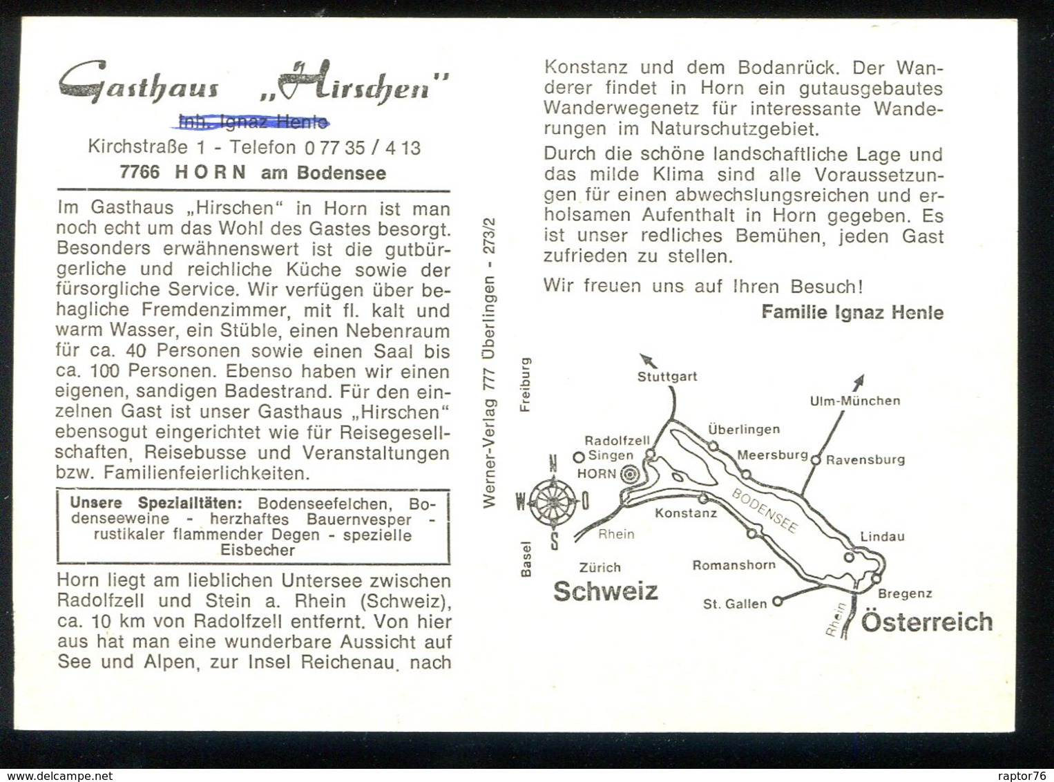 CPM Allemagne GAIENHOFEN Gasthaus Hirschen HORN Am Bodensee (prévue à être Pliée En Deux) - Sonstige & Ohne Zuordnung