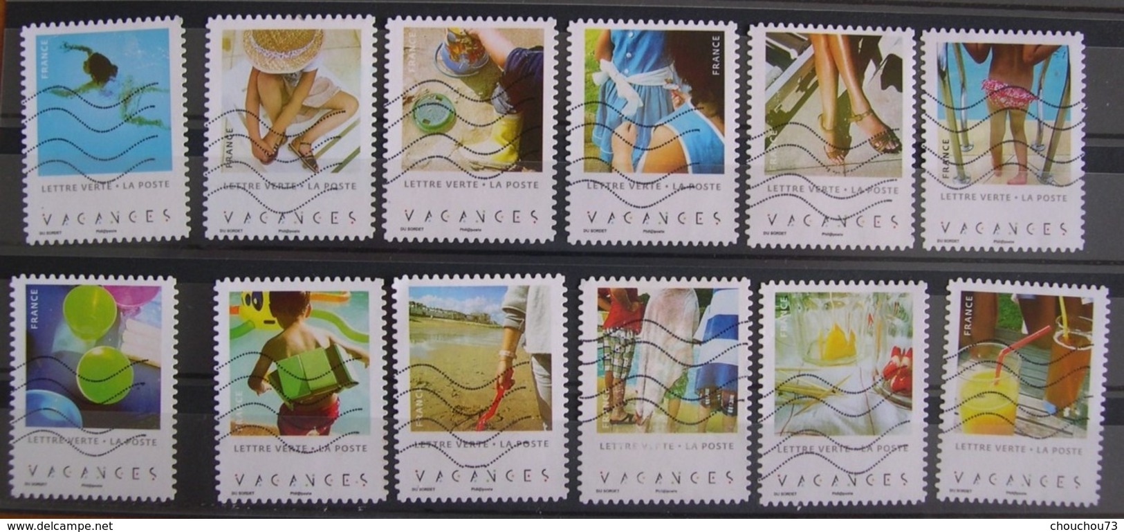 FRANCE AUTOADHESIFS OBLITERES-SERIE COMPLETE DE 12 TIMBRES-N° YVERT XXXX A XXXX-ANNEE 2019-CARNET VACANCES 2019 - Andere & Zonder Classificatie