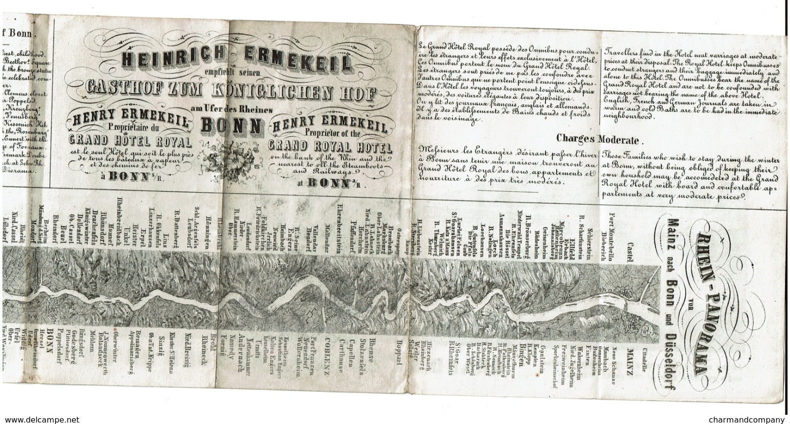C1880 Dépliant Pub Touristique Grand Hôtel Royal - Bonn - Heinrich Ermekeil Propriétaire - Panorama Rhin - 4 Scans - Dépliants Touristiques