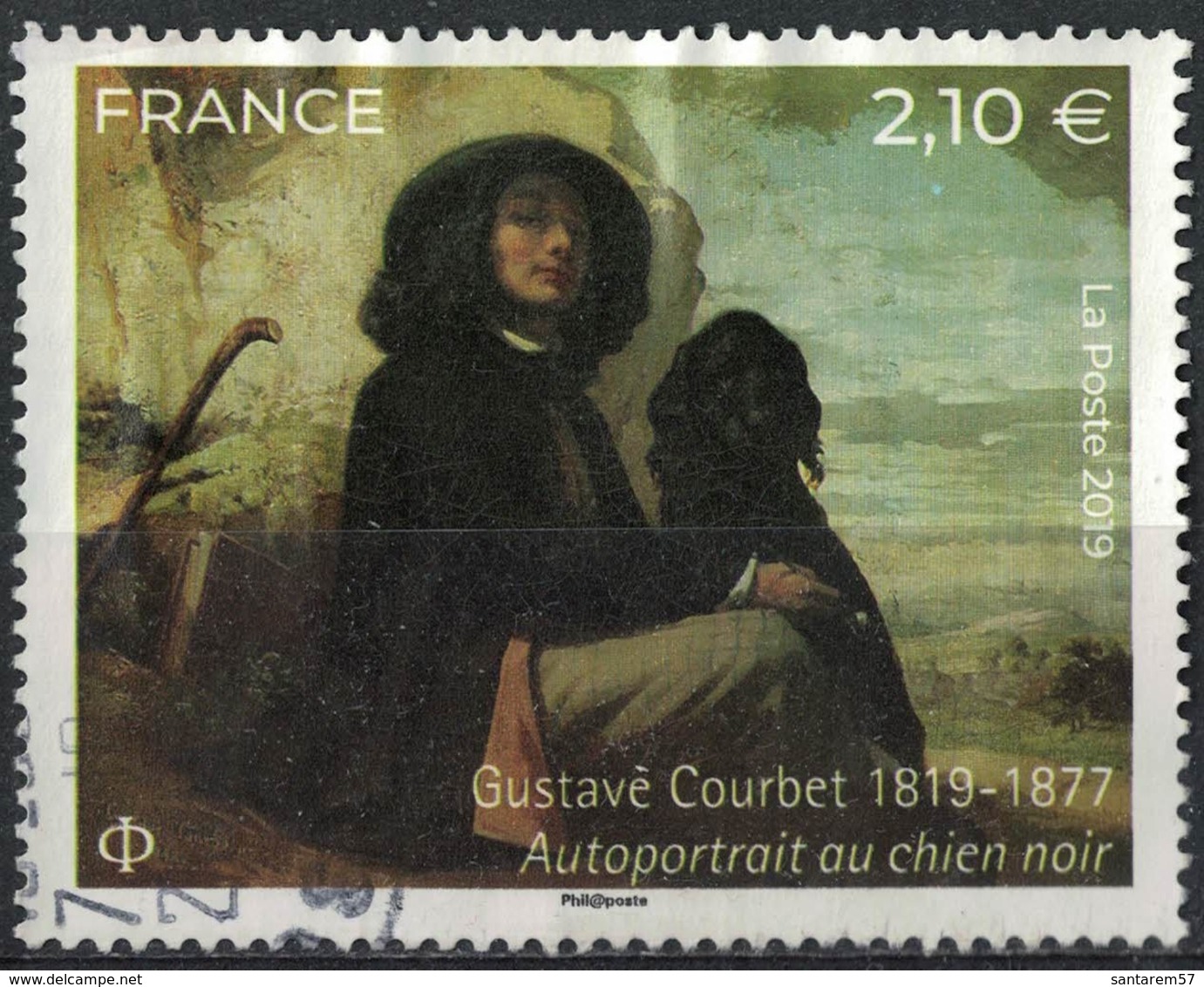 France 2019 Oblitéré Rond Gustave Courbet Autoportrait Au Chien Noir Y&T 5333 SU - Oblitérés