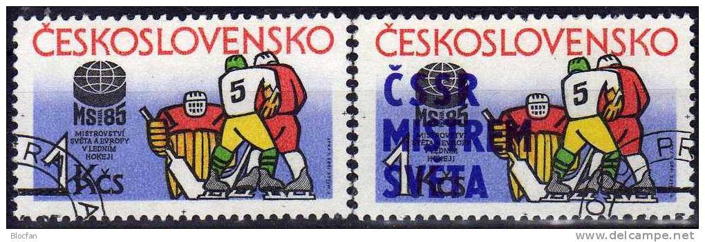 Eishockey-Championat PRAG 1985 CSSR 2810+2816 O 3€ CSR-Sieg Zur WM With Overprint Winter-sport Set Tschechoslowakei - Prove E Ristampe