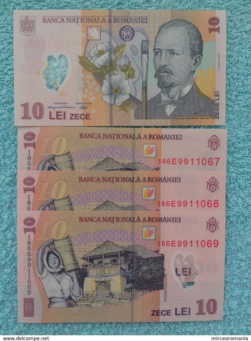 ROMANIA - 10 LEI - 2018 - 3 PIECES UNC - CONSECUTIVE SERIES - Romania