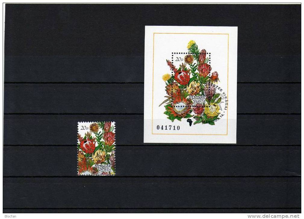 Silberbaum-Gewächse 1990 Ungarn 4081+Block 208 O 13€ Biedermeier-Strauß Bloque Flower Bloc Sheet Bf Hungary Magyar - Altri & Non Classificati