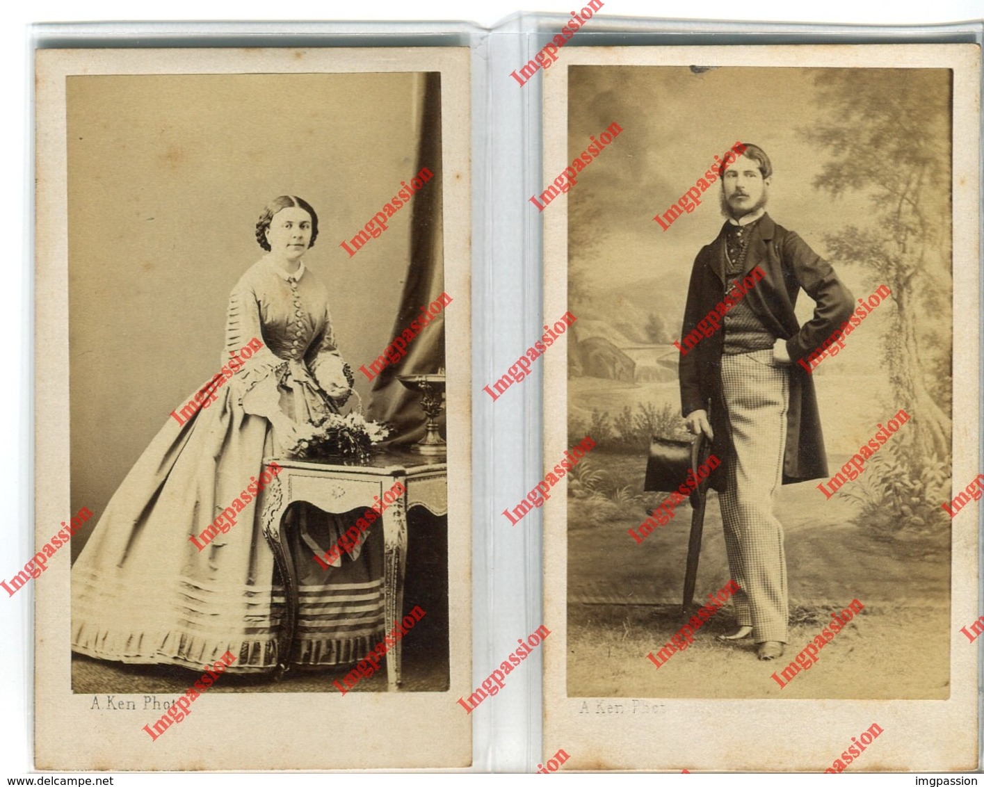 2 CDV 1862 :  Laure Louise Le VASSEUR De BAMBECQUE MAZINGHEN & Albert Henri Amédé Le SERGEANT De MONNECOVE - Personnes Identifiées