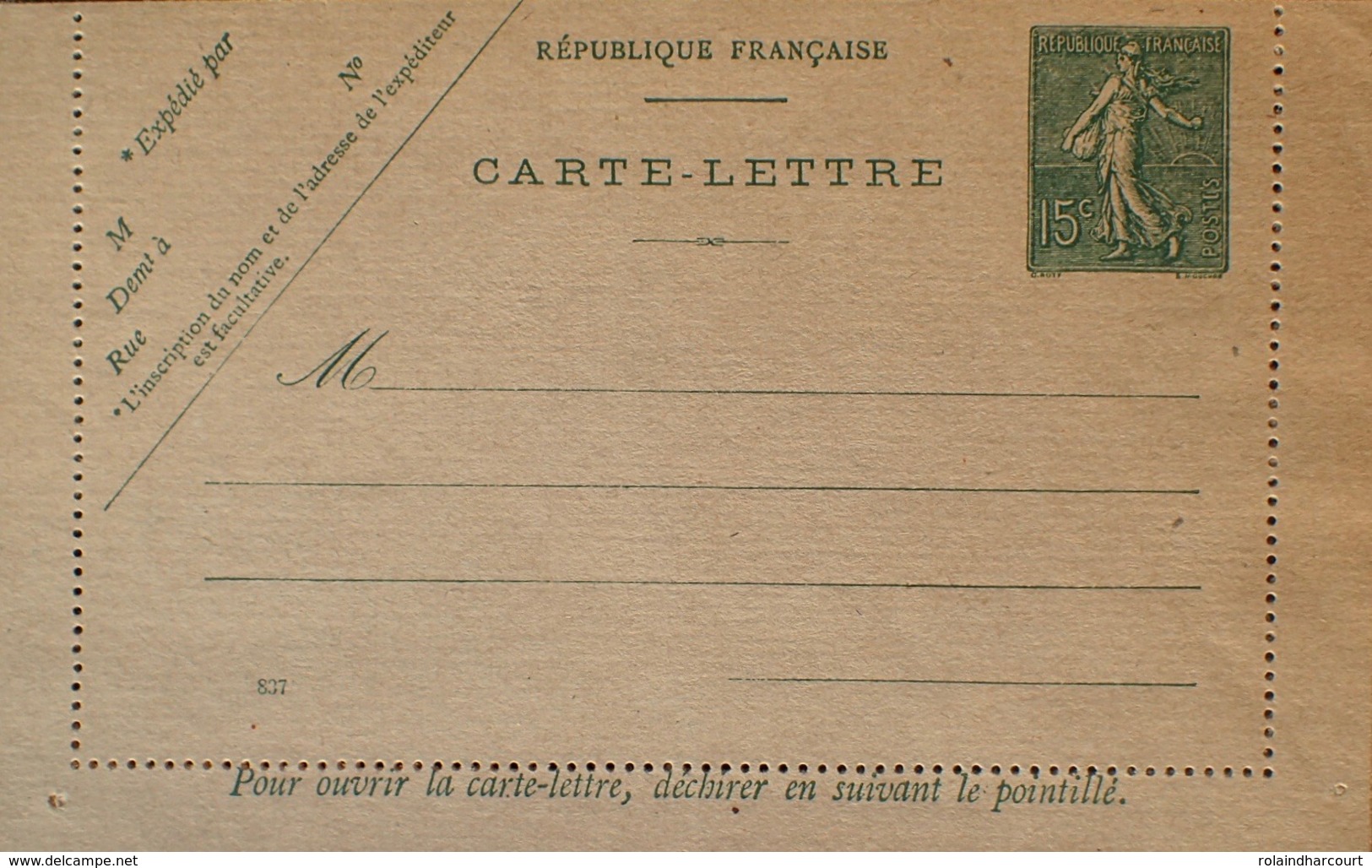 R1189/115 - ENTIER POSTAL - TYPE SEMEUSE LIGNEE - N°130-CL5 (837) - Cartes-lettres