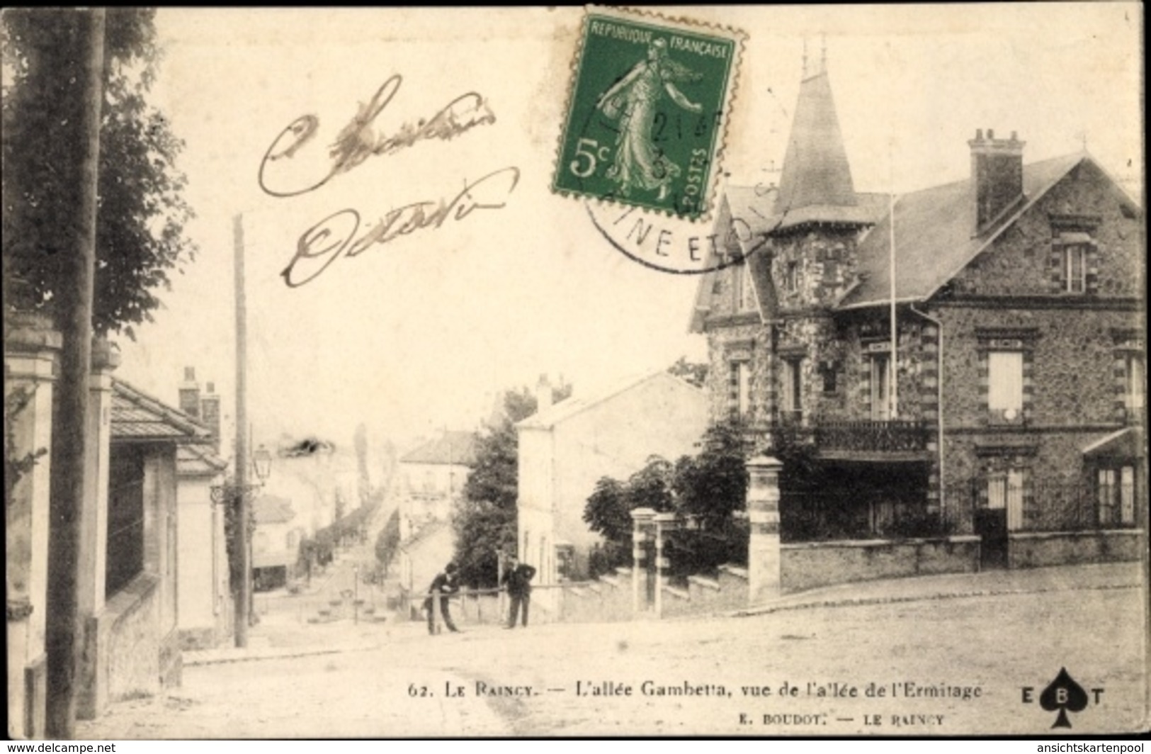 Cp Le Raincy Seine Saint Denis, L'allee Gambetta, Vue De L'allee De L'Ermitage - Autres & Non Classés