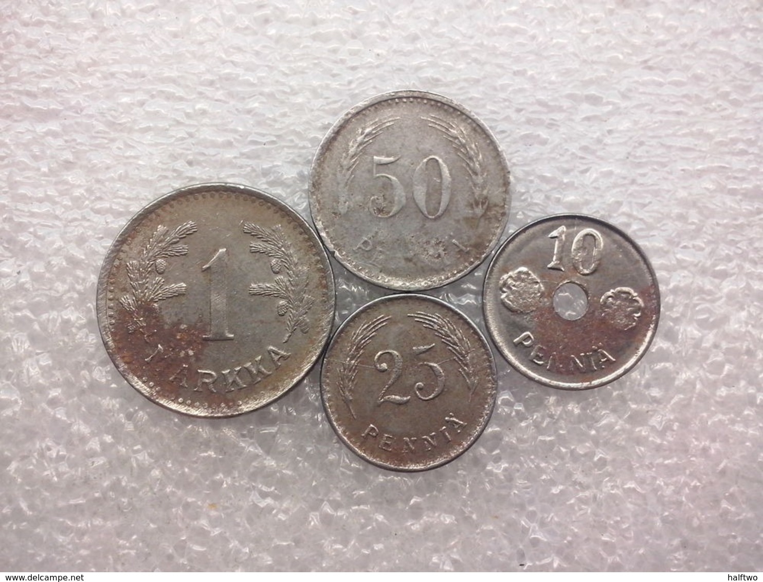 Finland   II WW  Set : 10 - 50 Penniä , 1 Markka , 1945  ,  IRON - Finland