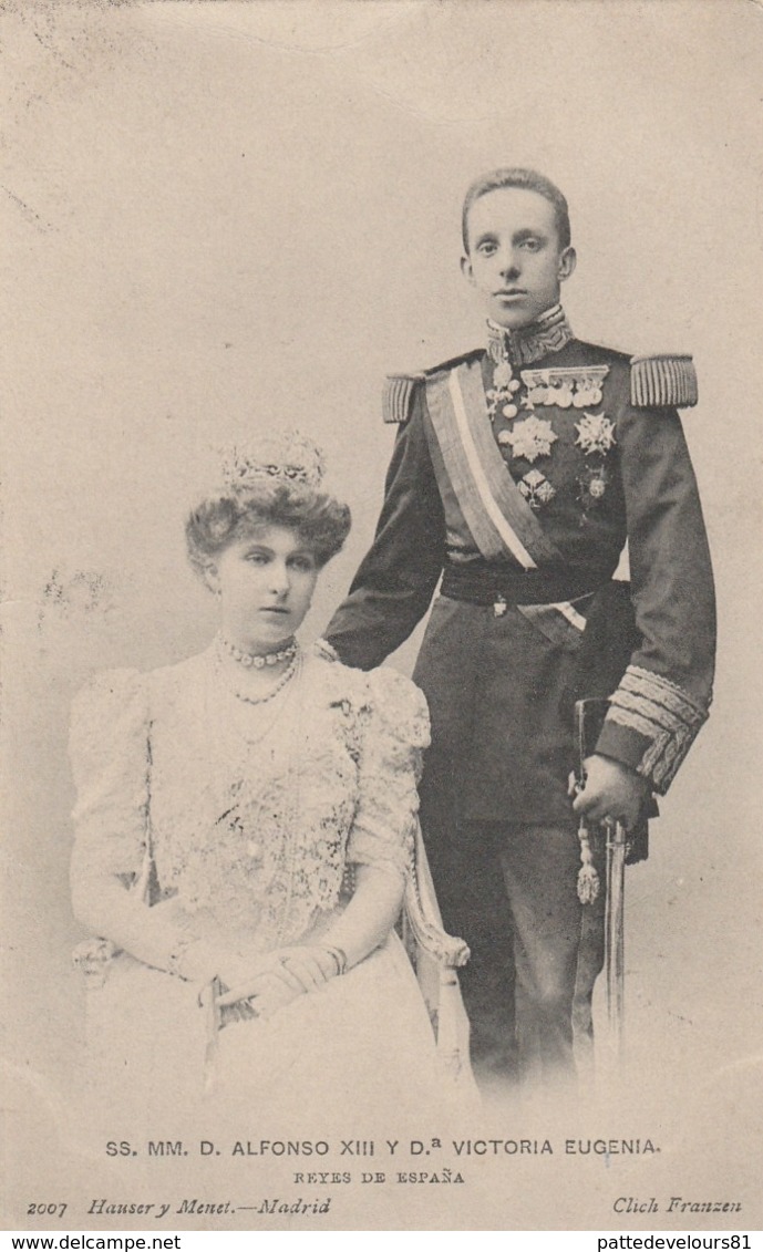 CPA SS.MM D. ALFONSO XIII Et VICTORIA EUGENIA Roi Et Reine D' ESPAGNE SPAIN Royauté Royalty (2 Scans) - Familles Royales