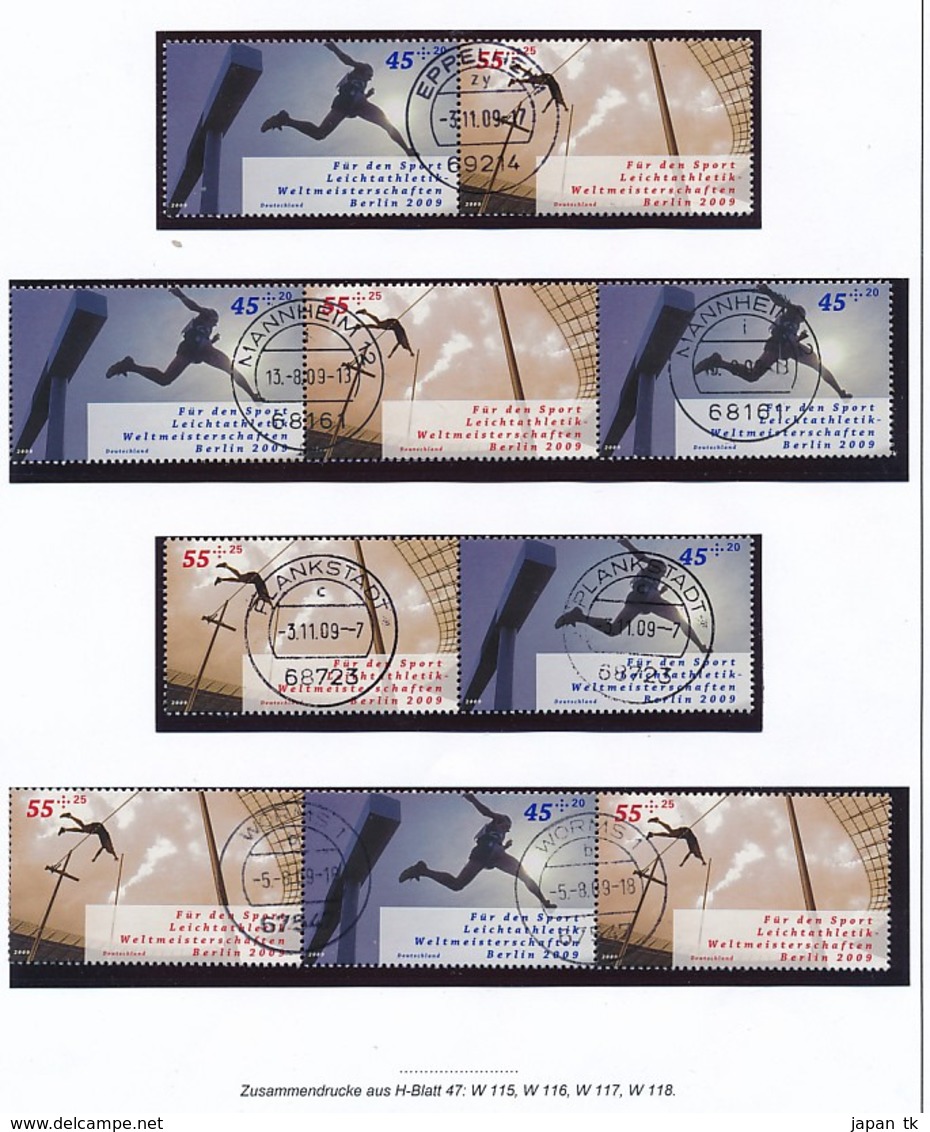 GERMANY Mi.Nr. 2727,2729 Sporthilfe: Leichtathletik-Weltmeisterschaften, ZD W 115-118 -  Used - Used Stamps