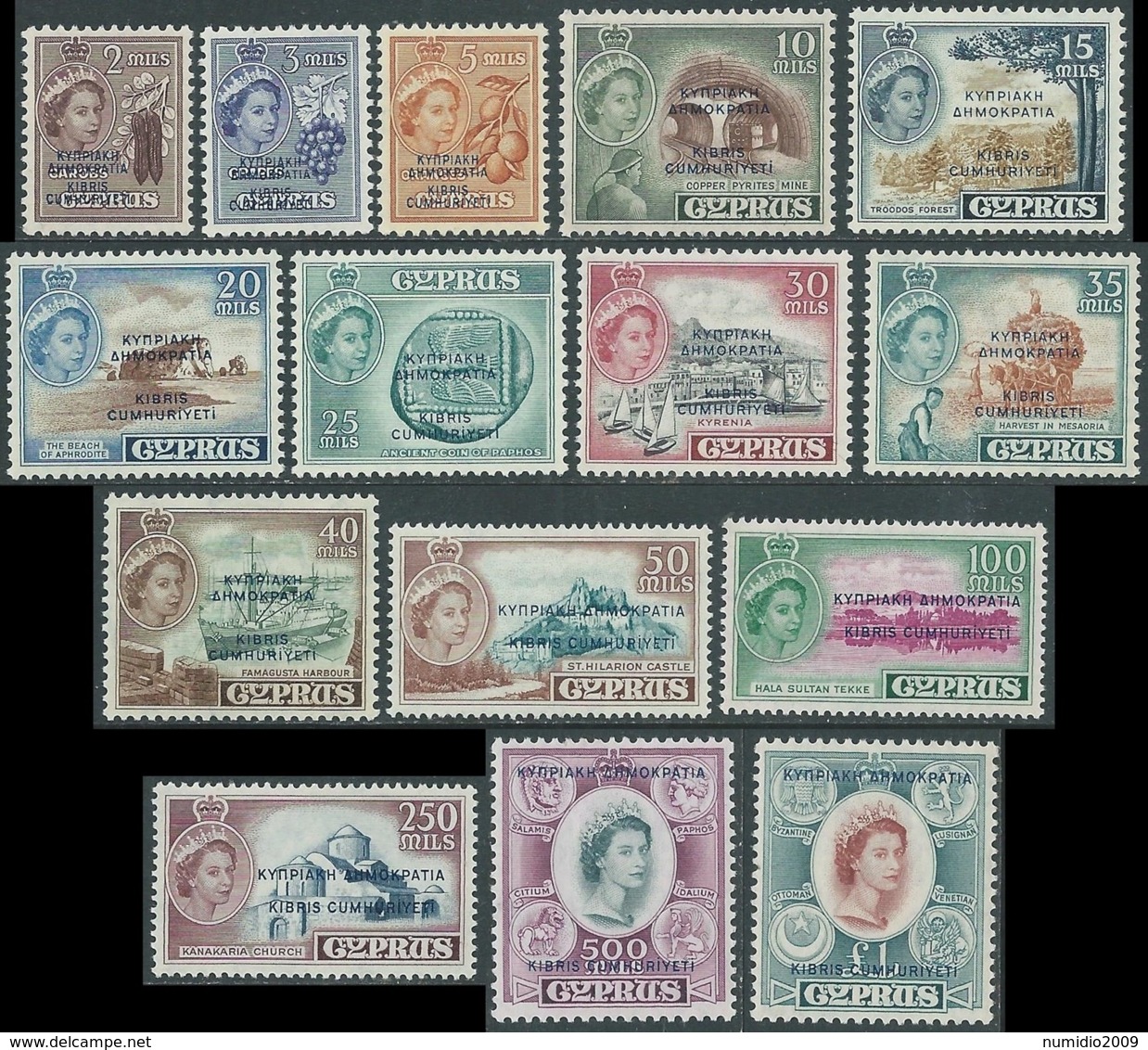 1960-61 CYPRUS SG 188/202 SET OF 15 MNH ** - RB11-6 - Ungebraucht