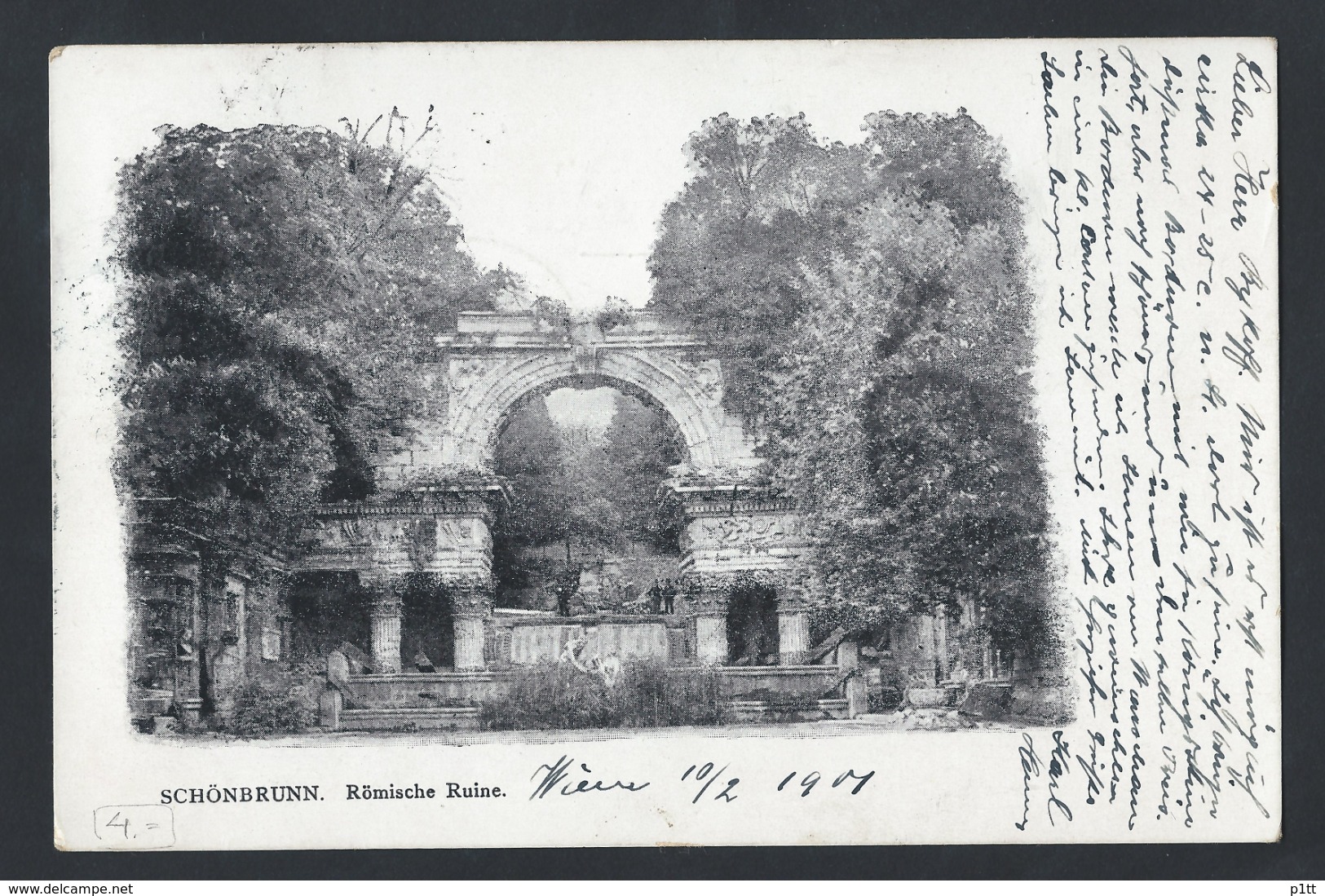 A20."Schonbrunn. Römische Ruinen." Post 1901 Wien (Österreich) Moskau (Russland). - Schloss Schönbrunn