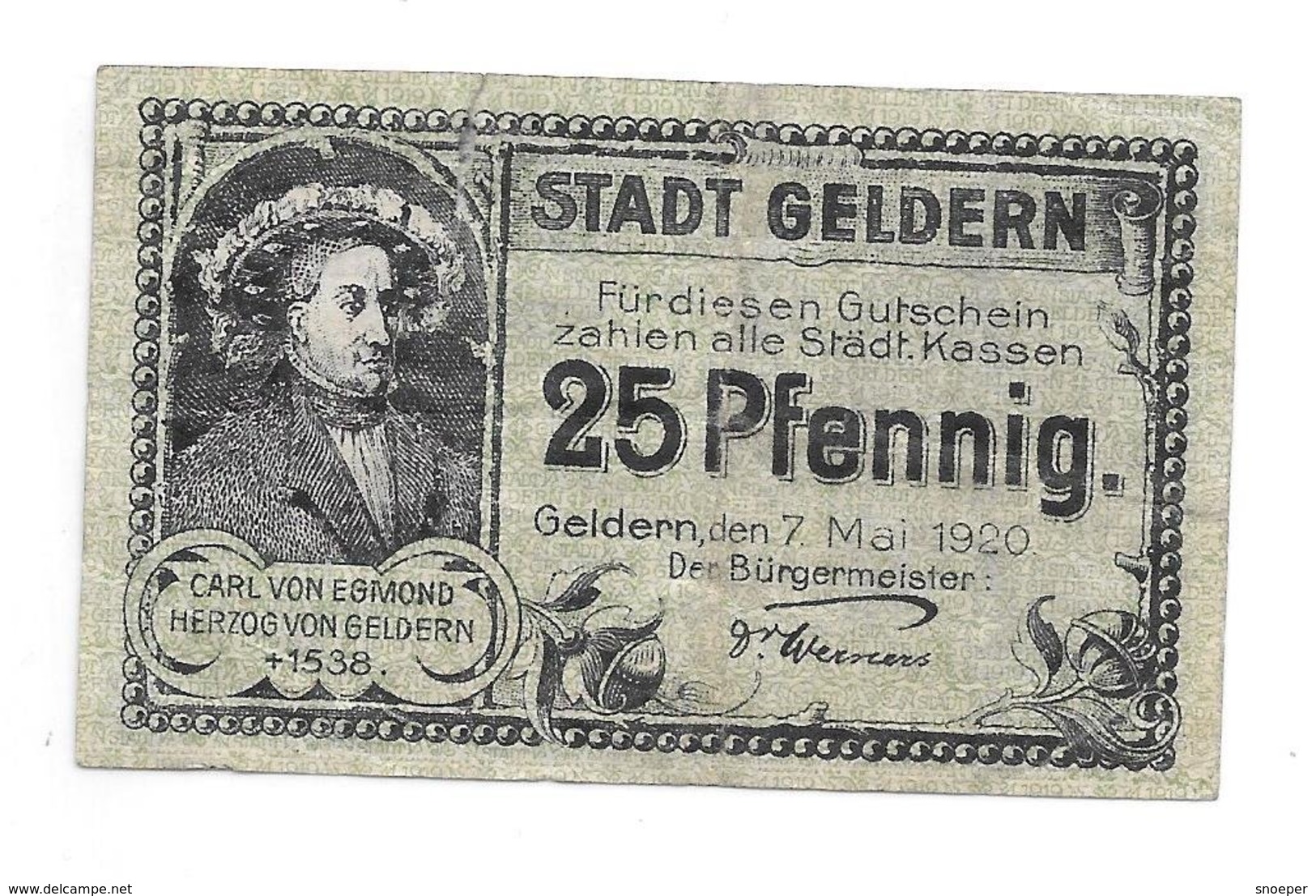 *notgeld  Geldern 25 Pfennig G5.3 Vf+ - [11] Local Banknote Issues