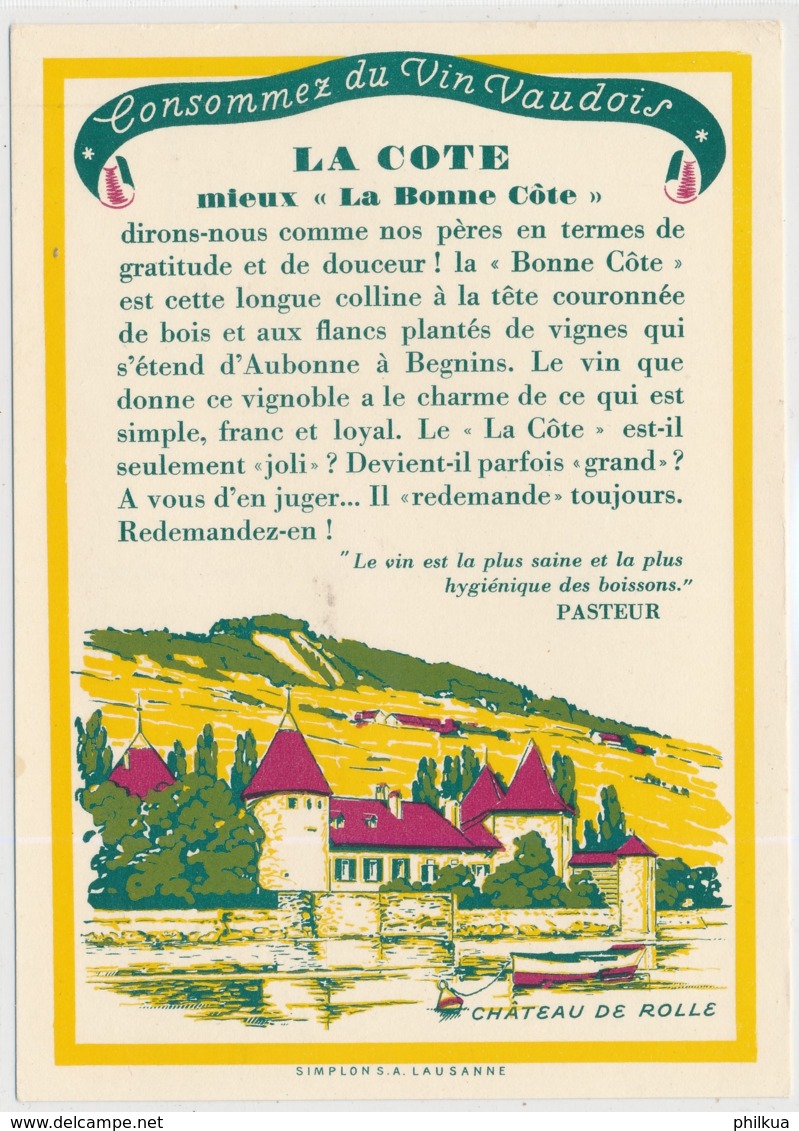 Consommez Du Vin Vaudois - La Cote Mieux " La Bonne Côte" - Château De Rolle - Rolle