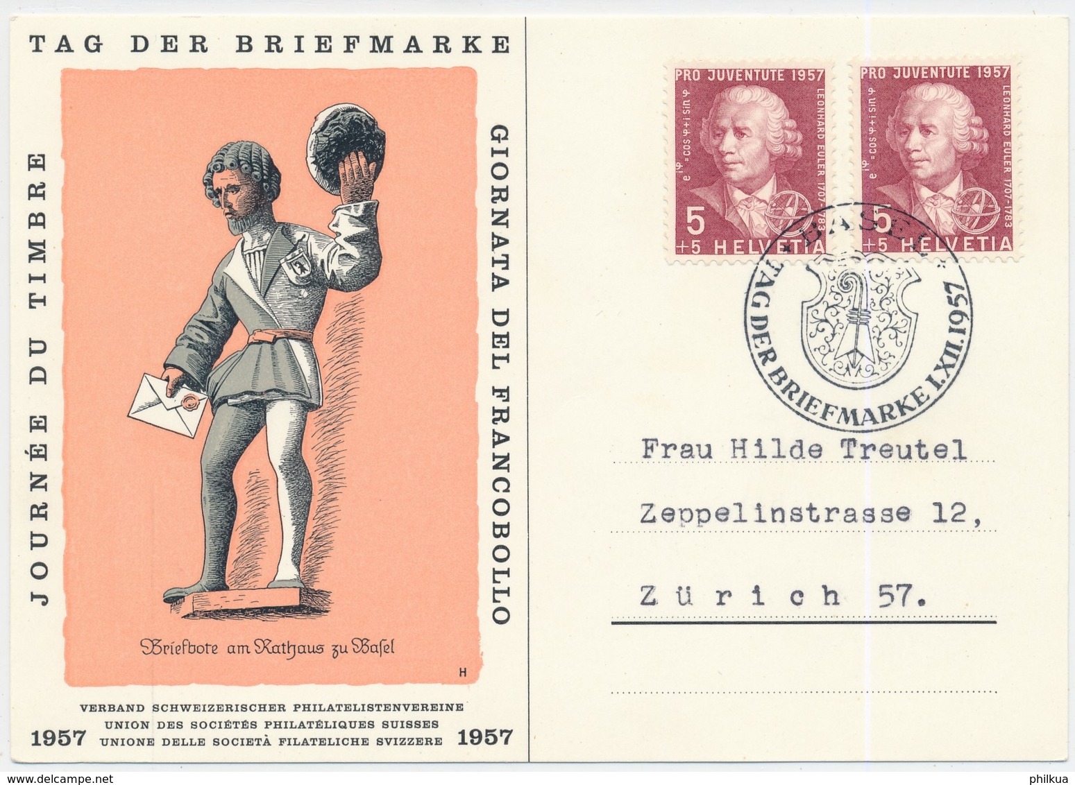 1957 - Tag Der Briefmarke - Basel - Giornata Del Francobollo