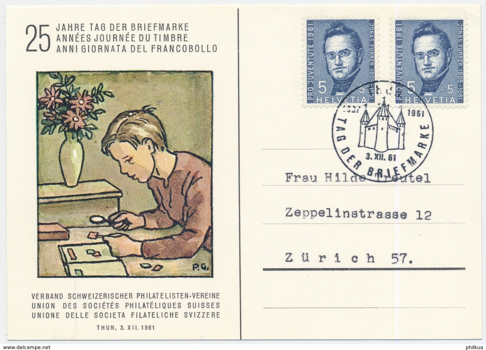 1961 - Tag Der Briefmarke - Thun - Giornata Del Francobollo