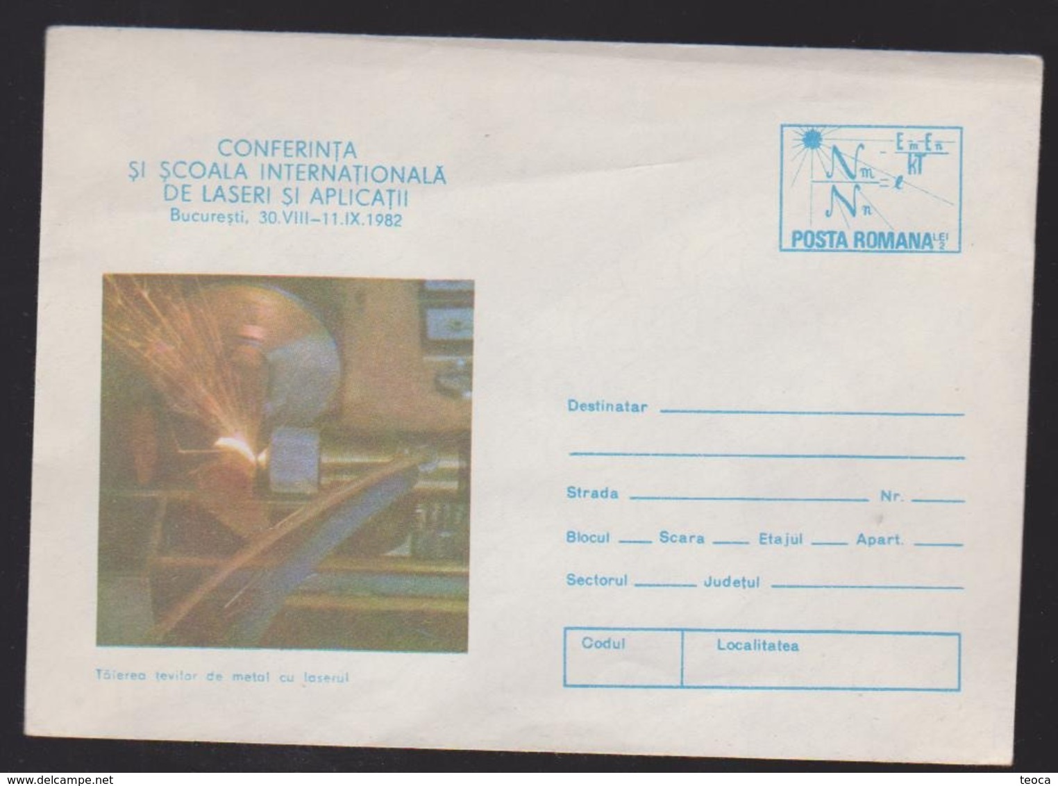 Physics Cover Romania 1982,physical Progress 1982, Cutting Metal Pipes With Laser - Physics