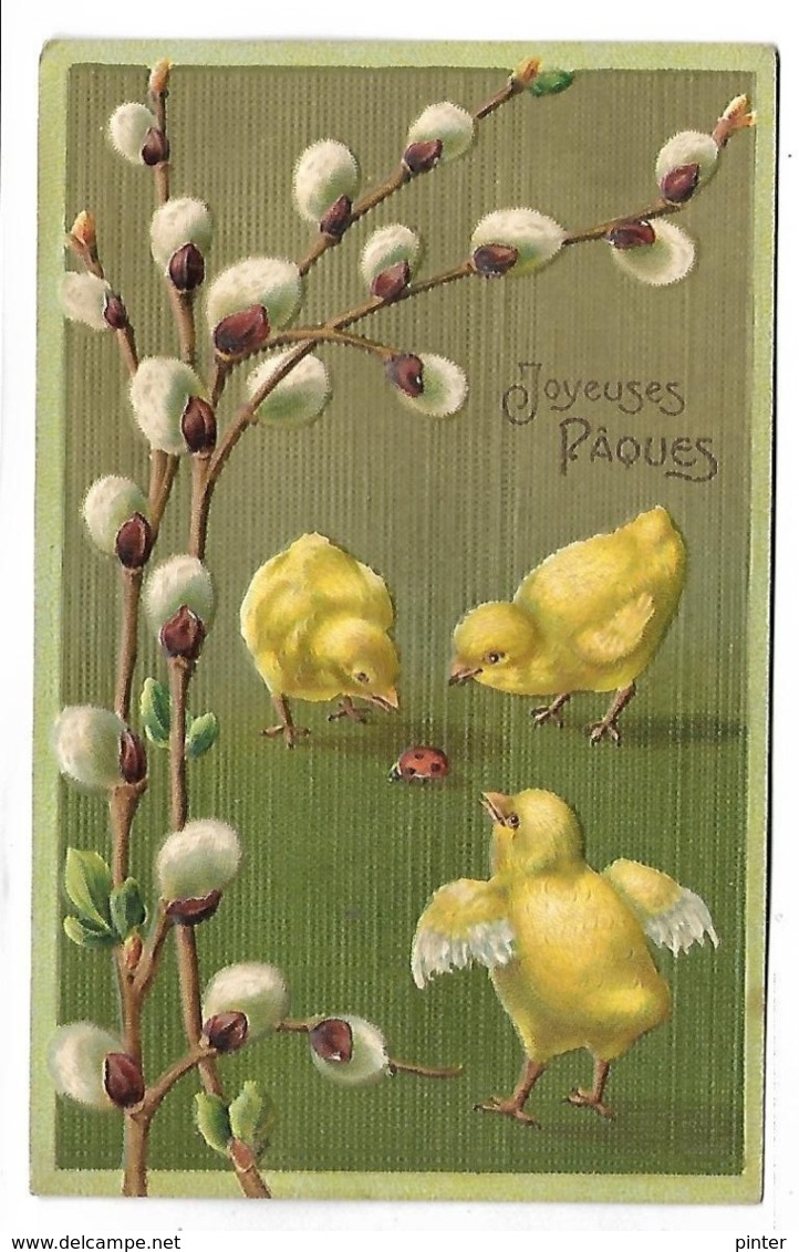 JOYEUSES  PAQUES - Poussins - Carte Gaufrée - Pâques