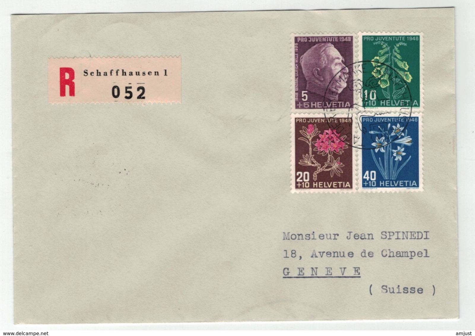 Suisse//Schweiz//Svizerra // Switzerland // Pro-Juventute // 1948 // Lettre Recommandée Pour Genève, J.Timbre 1948 - Briefe U. Dokumente