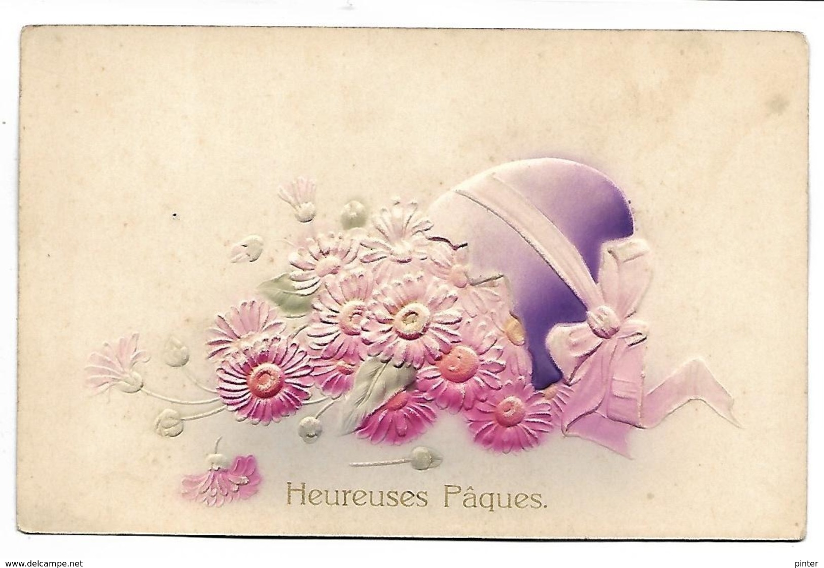 HEUREUSES PAQUES -  Carte Gaufrée - Pâques