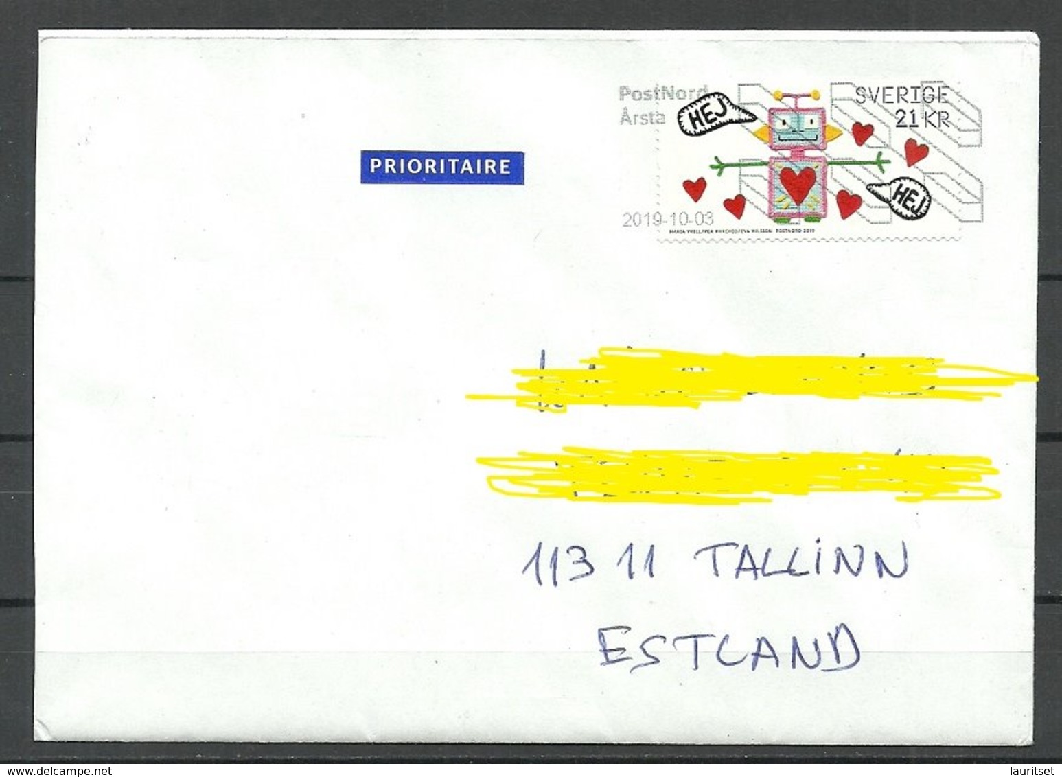 SCHWEDEN Sweden 2019 Brief Nach Estland Robot As Single Franking - Covers & Documents