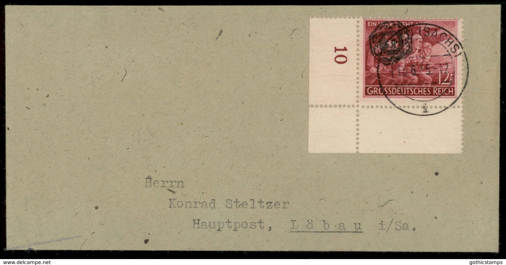 Germany 1944 Loebau Sachsen Saxony Neudruck Reprint Mi28 Cover 75413 - Andere & Zonder Classificatie