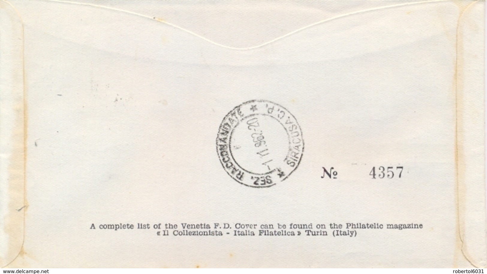 Italia Italy 1962 FDC VENETIA Registered Posted Cover Fight Against Malaria Busta Raccomandata Lotta Contro La Malaria - Malattie