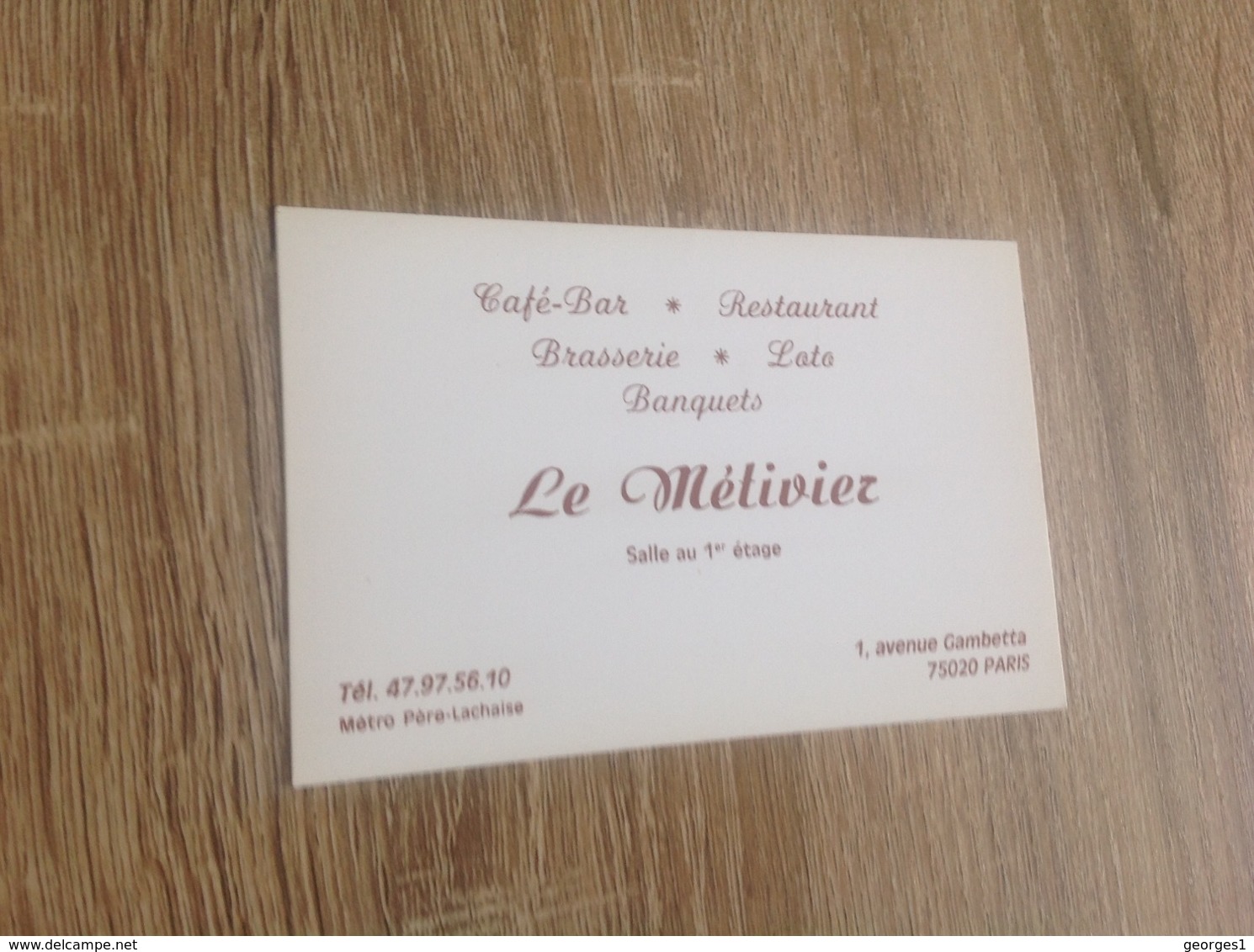 Ancienne Carte De Visite De Café Bar Restaurant.  Le Metivier  Paris - Cartoncini Da Visita