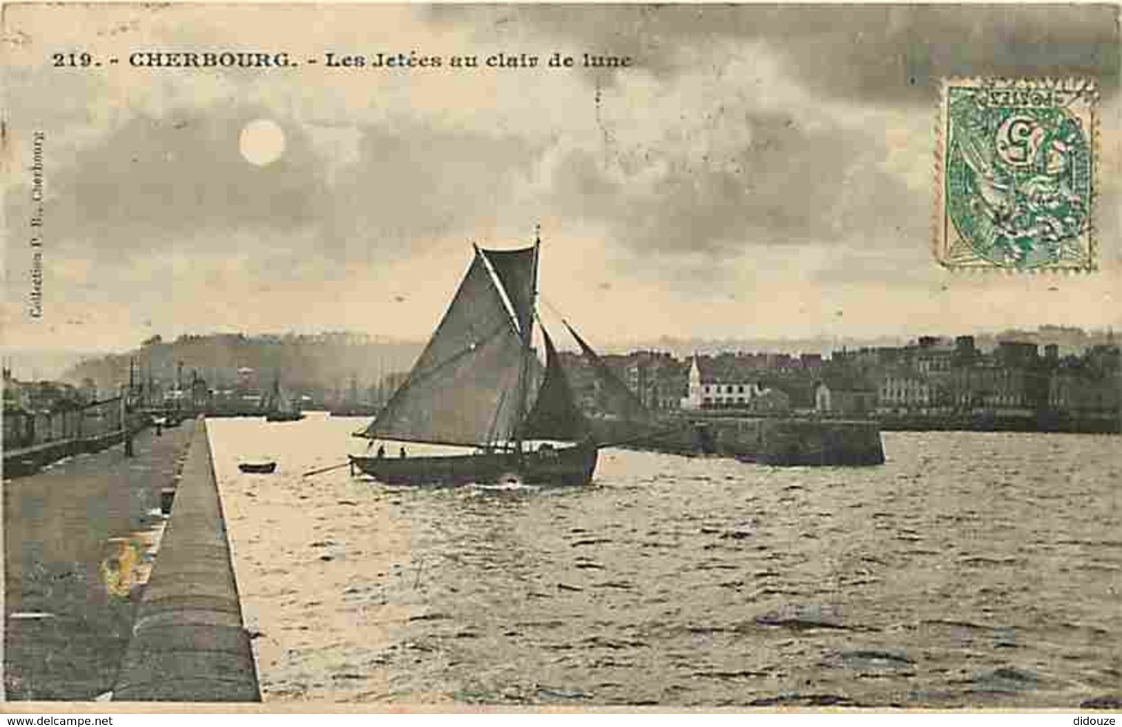 50 - Cherbourg - Les Jetées Au Clair De Lune - Bateaux - Voir Scans Recto-Verso - Cherbourg