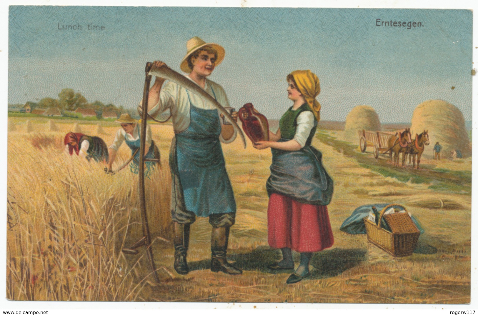 Erntesegen (lunch Time), 1905 Postcard To Margaret Hurst, Hull - Cultivation