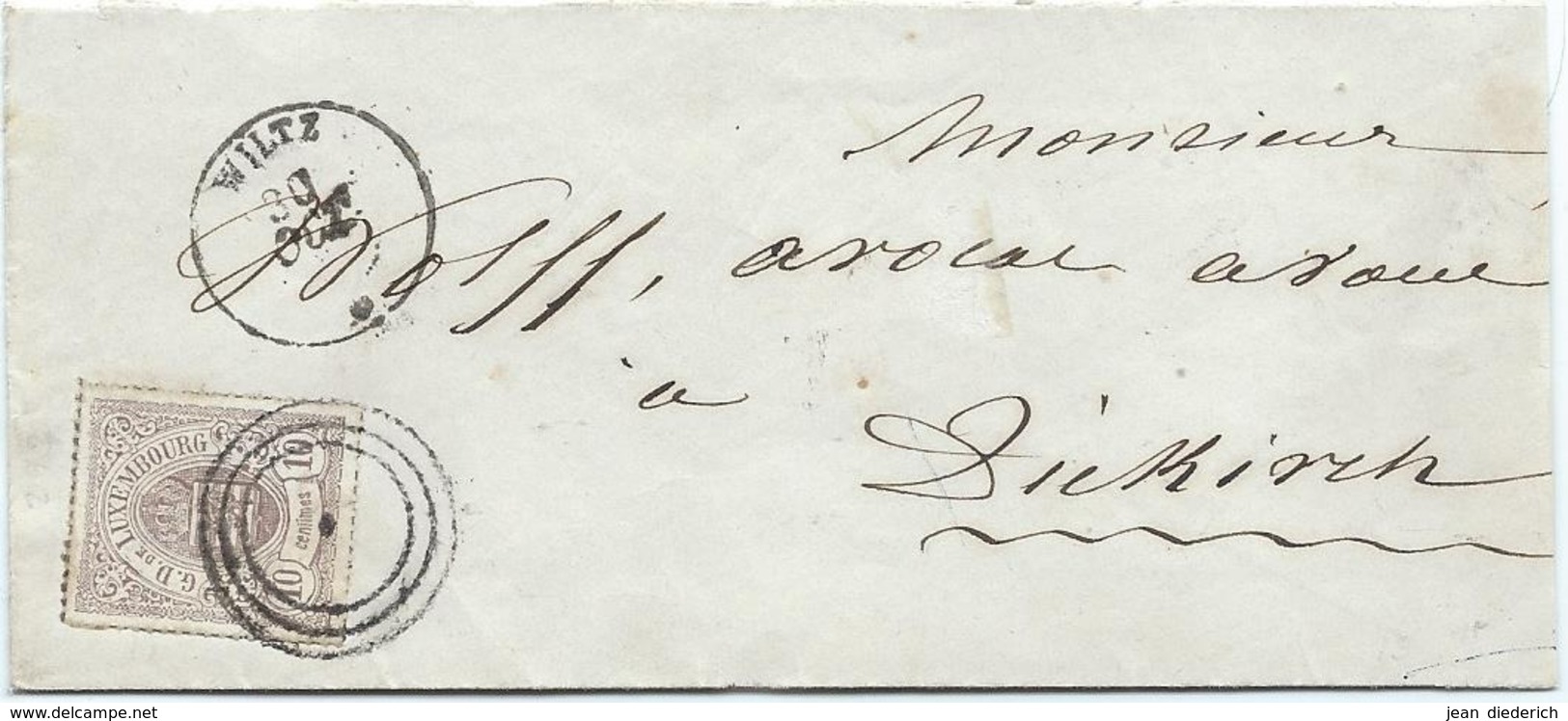 Brief - Mi 17c - Wiltz Nach Diekirch (geprüft F.S.P.L.) - 1859-1880 Armoiries