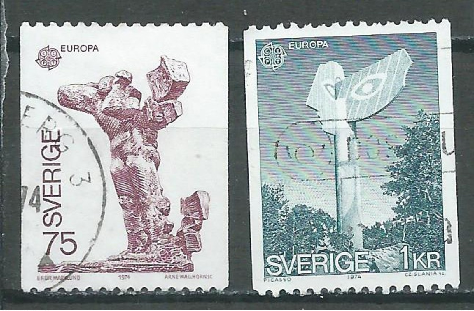 Suède YT N°831/832 Europa 1974 Sculptures Oblitéré ° - 1974