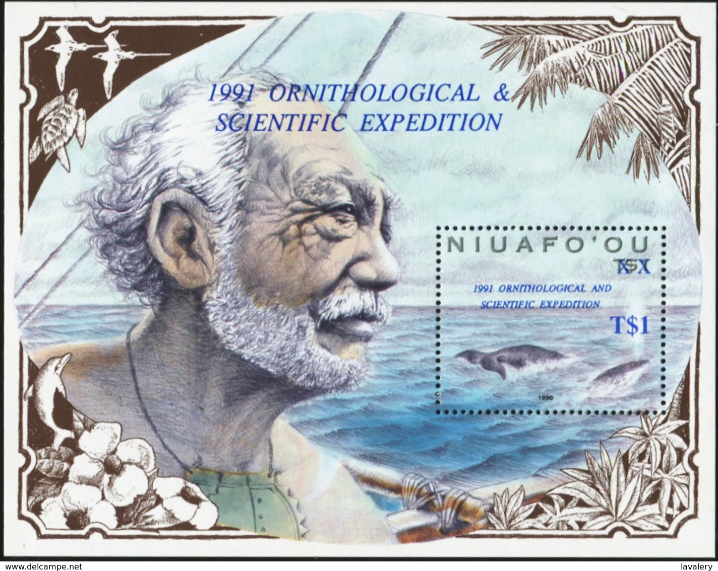 NIUAFO'OU 1991 Overprinted Ornithological And Scientific Expedition Whales Animals Fauna MNH - Wale