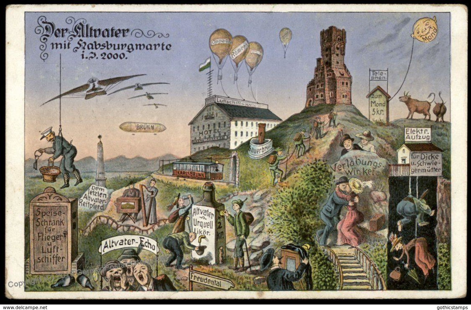 Austria Altwater Zeppelin Airship Balloon Humor Card 77013 - Unclassified