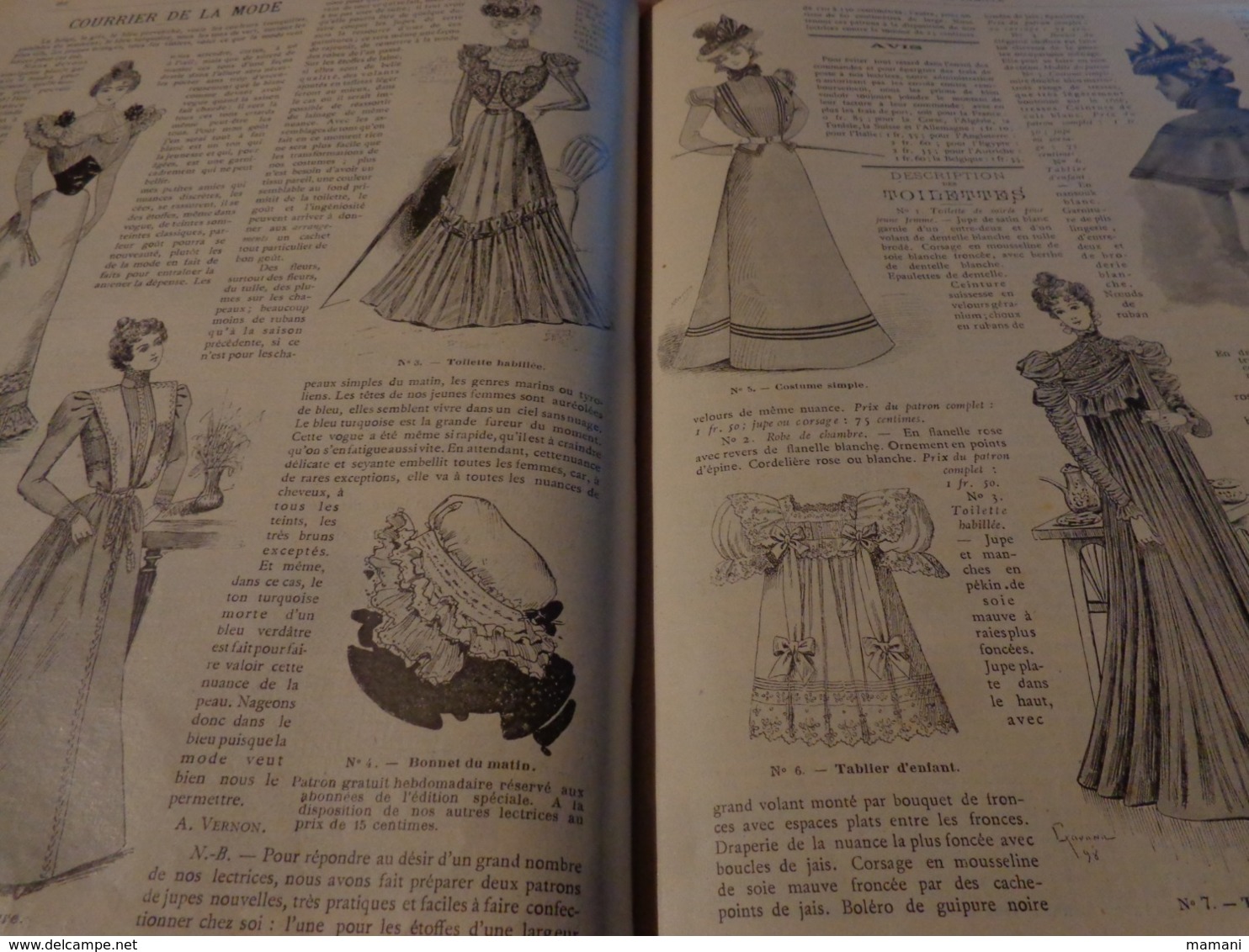 LA FAMILLE 1898 la mode illustree - belle toilette-chapeau etc...benjamin rabier