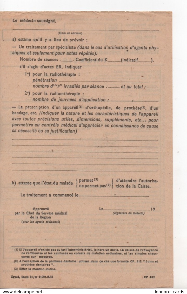 Vieux Papiers.Document Commercial.SNCF.soins Et Prothèse Dentaire.demande Prise En Charge Préavis - Sonstige & Ohne Zuordnung