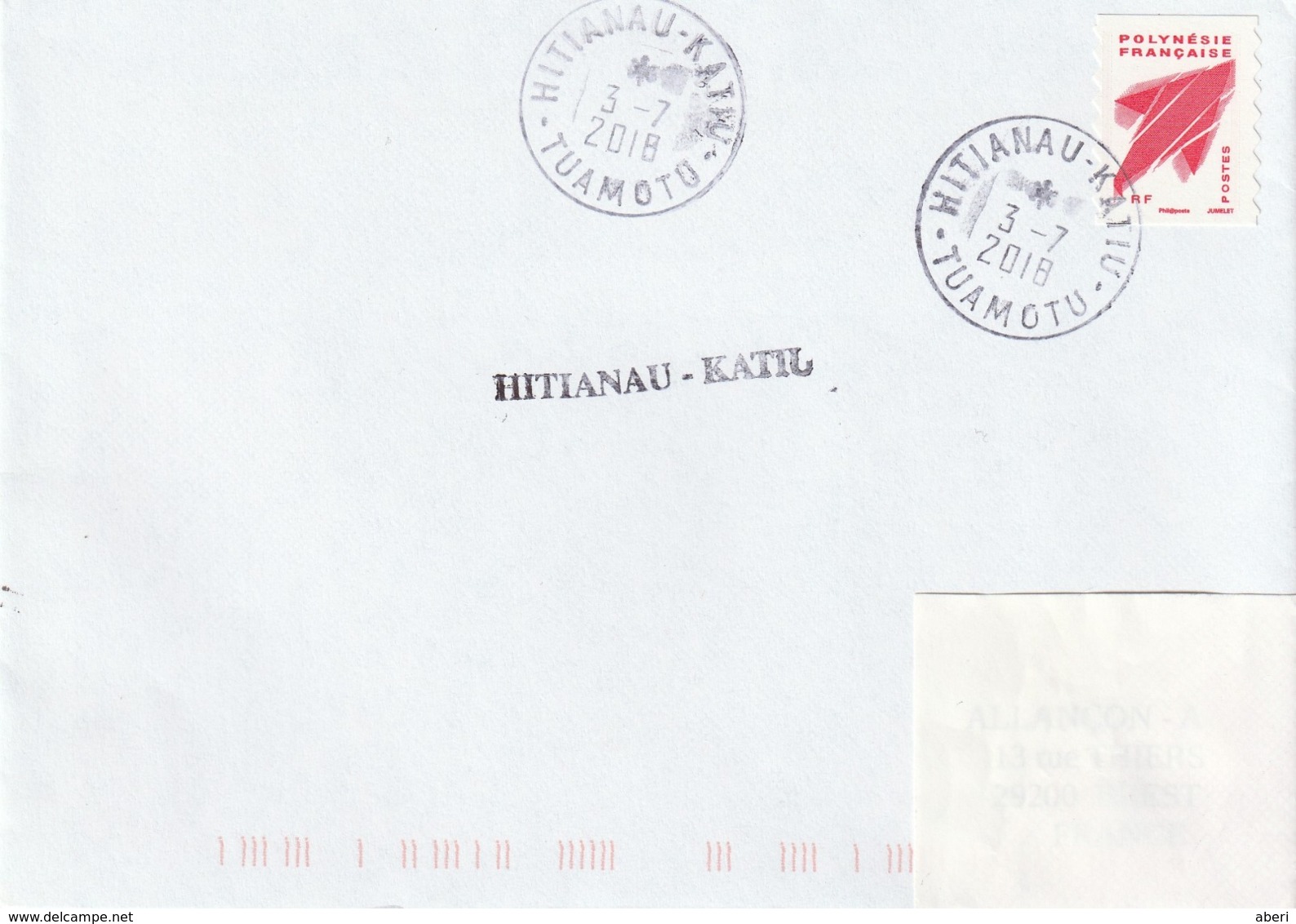 13101  HITIANAU - KATIU  - TUAMOTU - POLYNÉSIE FRANÇAISE - LINÉAIRE - Lettres & Documents