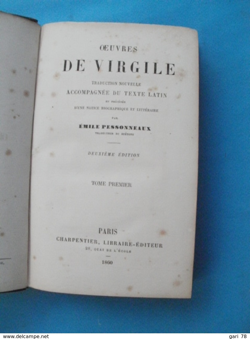 OEUVRES DE VIRGILE Traduction Nouvelle Tome 1er Charpentier 1860 - 1801-1900