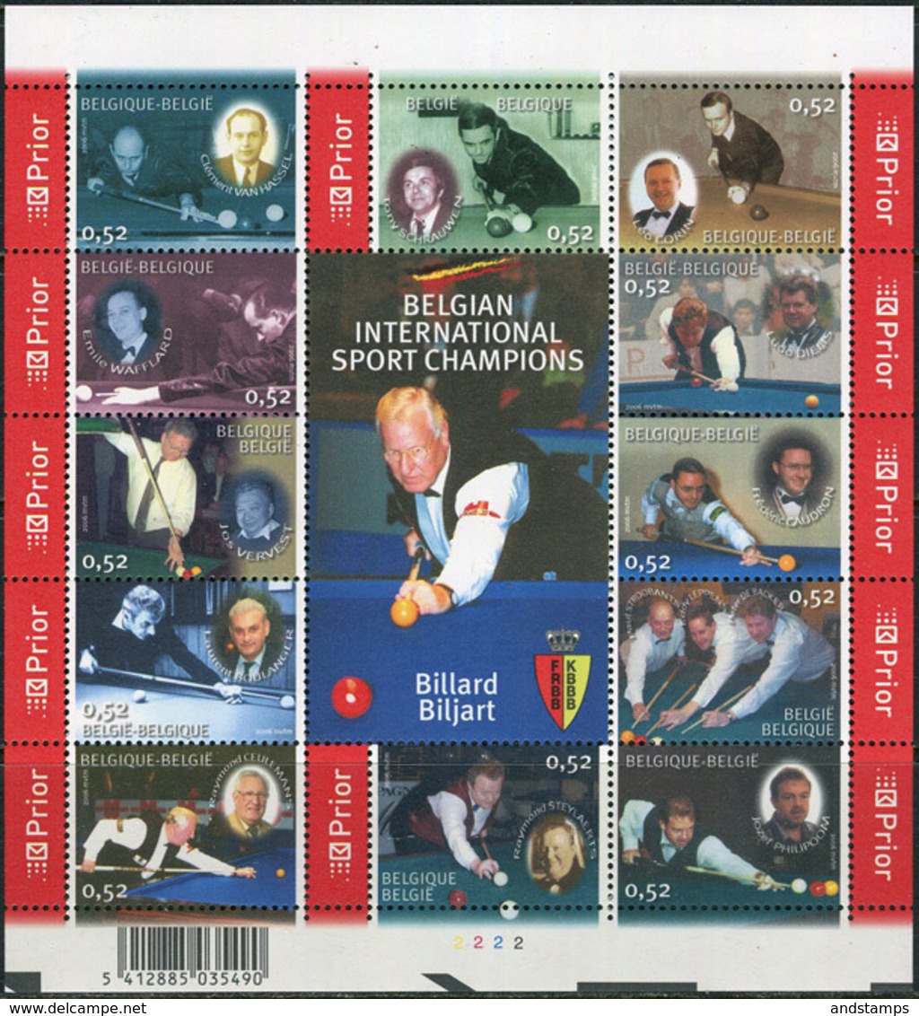 Belgie 2006. Michel #3551/62 MNH/Luxe. Klb. Belgian International Sports Championship. Billiards. (Ts27) - Unclassified