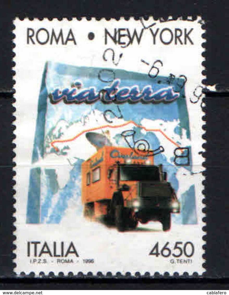ITALIA - 1996 - TRAVERSATA TRANSICONTINENTALE VIA TERRA DALL'ITALIA AGLI STATI UNITI - USATO - 1991-00: Gebraucht