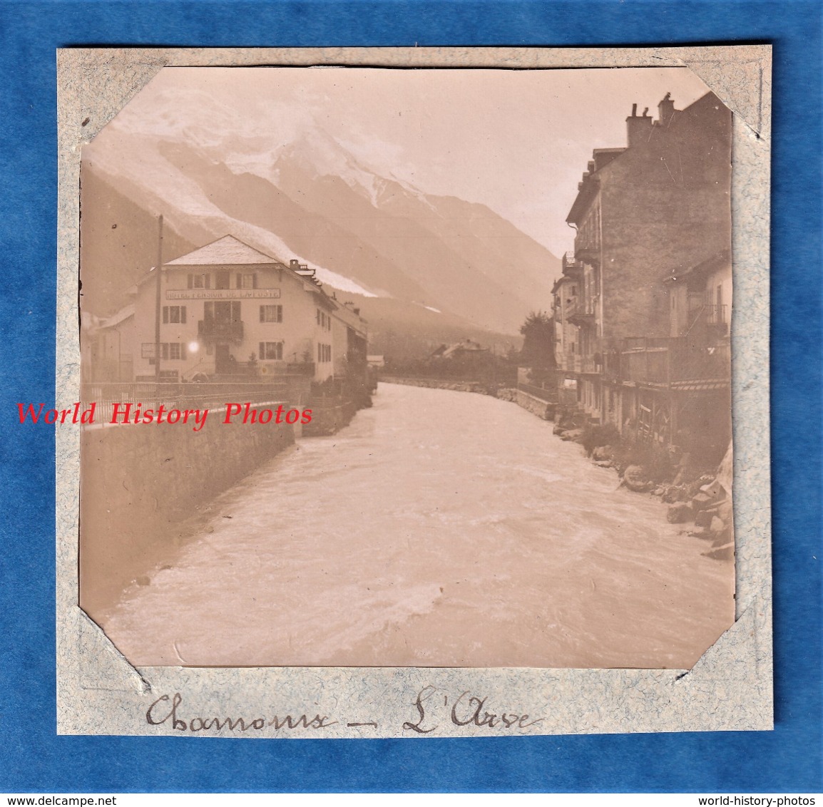 Photo Ancienne - CHAMONIX - L' Hôtel Pension De La Poste & L' Arve - Vers 1900 - Haute Savoie Mont Blanc - Anciennes (Av. 1900)