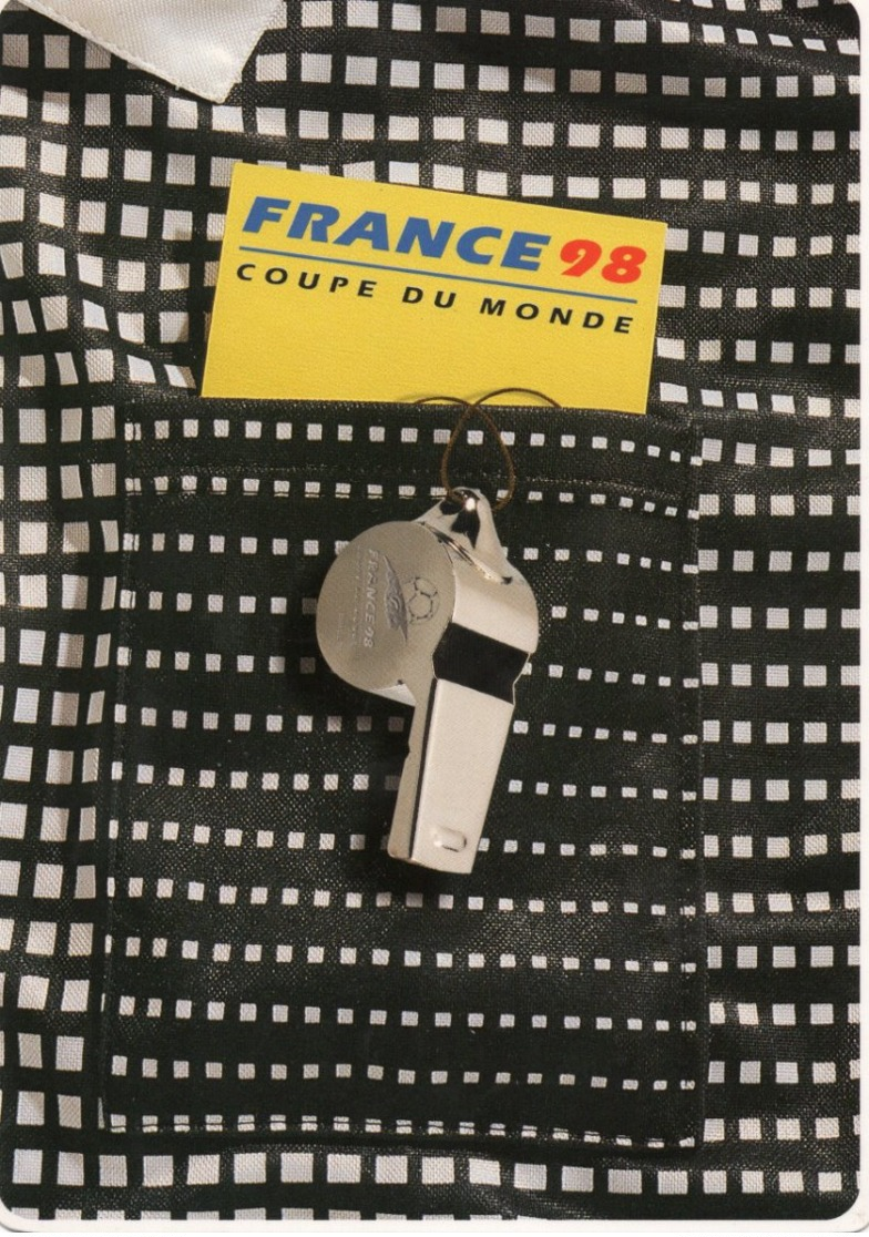 Carte Publicitaire Football -FRANCE 98 - Chemise Arbitre Et Sifflet - Calcio