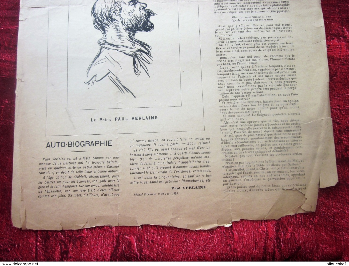 1ER SEPT 1893  "LA CLOCHE" JOURNAL SATIRIQUE-LITTÉRAIRE-ARTISTIQUE-HUMORISTIQUE- PAUL VERLAINE - 1850 - 1899